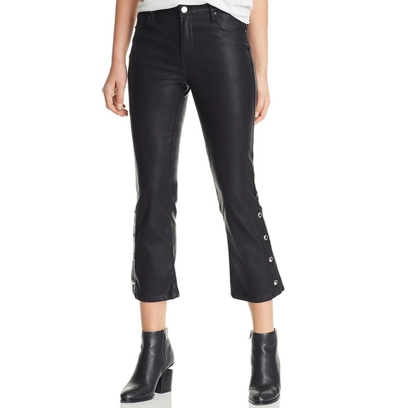 NWT (24) BLANKNYC 7/8 Varick flare cropped Pleather faux vegan snap close black - Picture 13 of 13